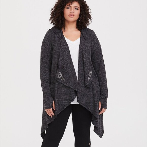 Torrid Sweaters - Torrid Her Universe Disney Maleficent 2 Grey Feather Drape Cardigan 0 Large 12